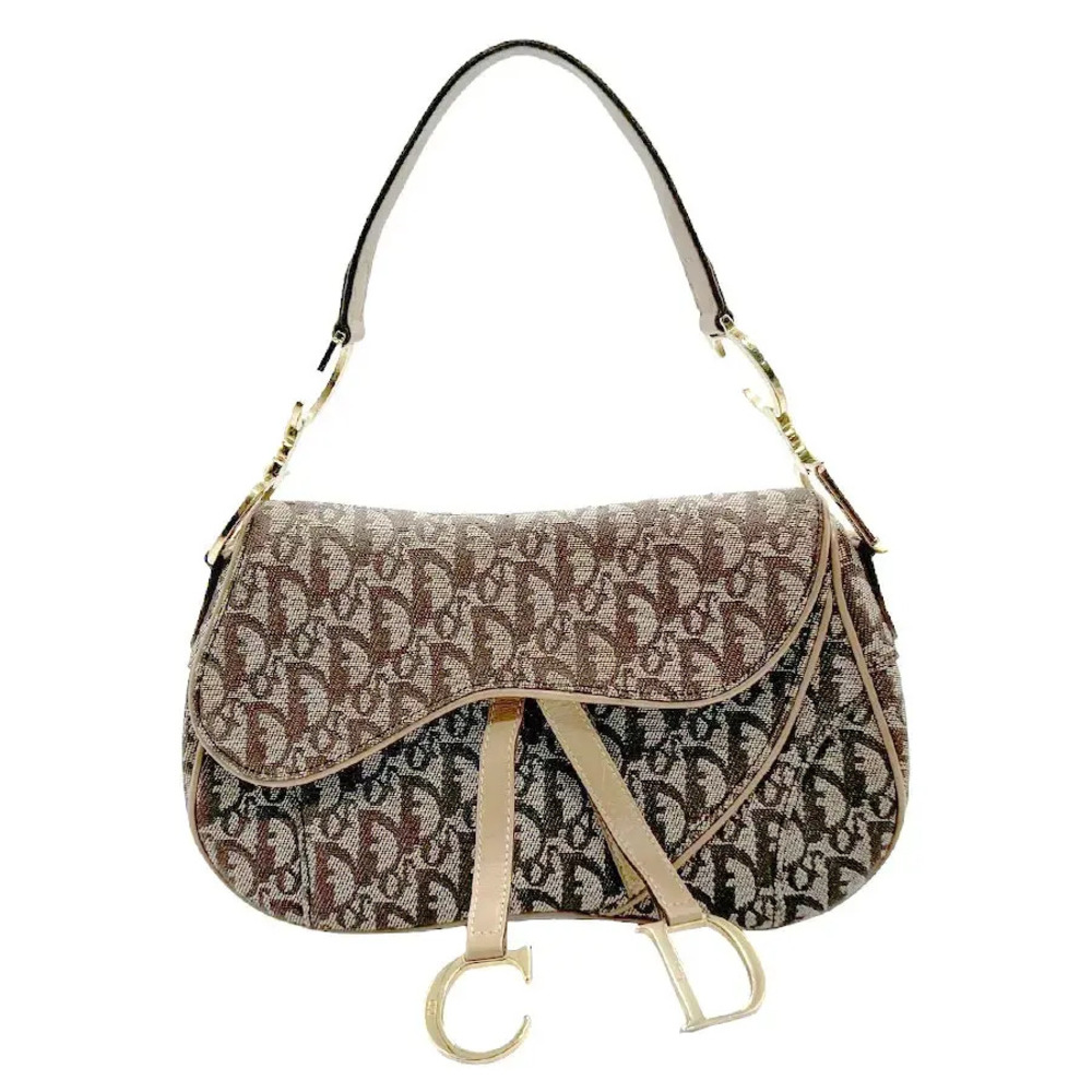 Christian Dior Handbag Trotter Canvas Leather Brown